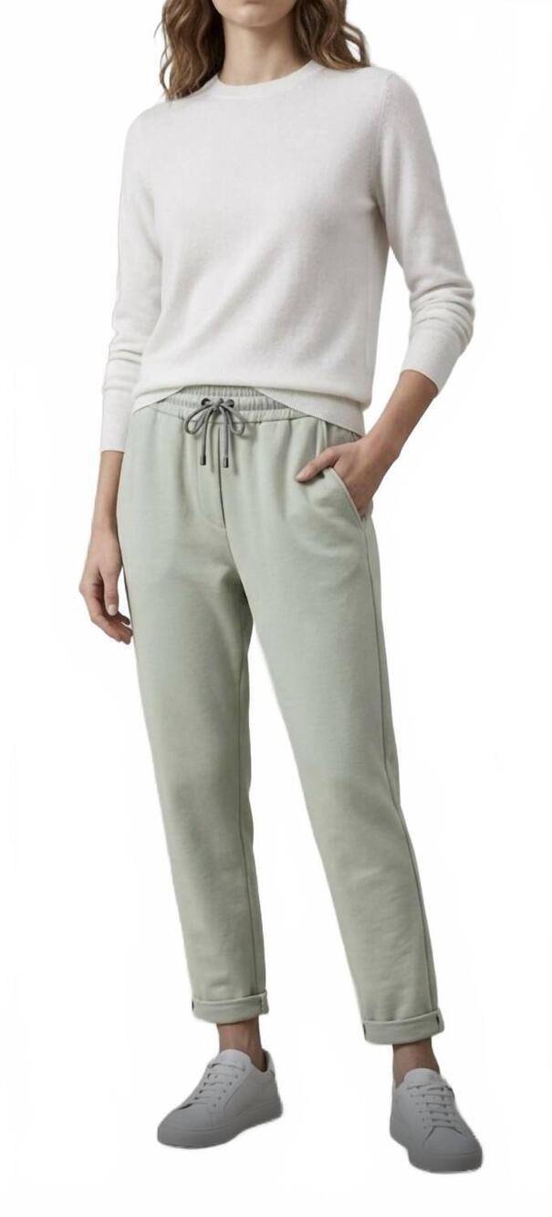 NEW BRUNELLO CUCINELLI drawstring comfort pants in light green